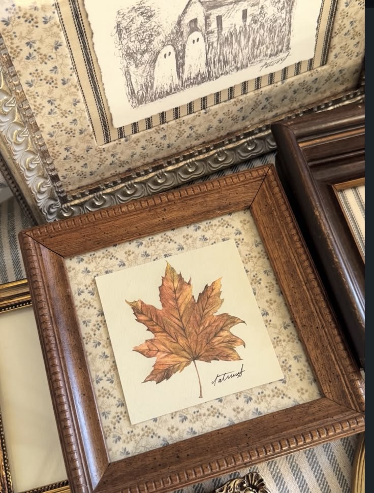 Vintage fall artwork in a warm seasonal interior Vintage fall artwork in a warm seasonal interior