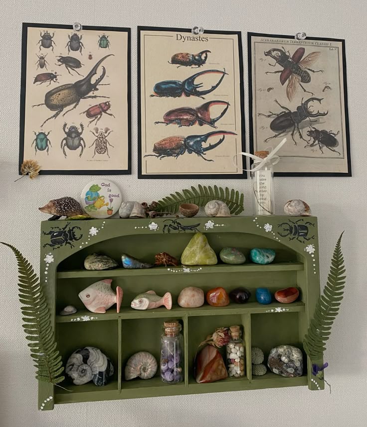Witchy home decor ideas with candles, vintage art and collected curiosities