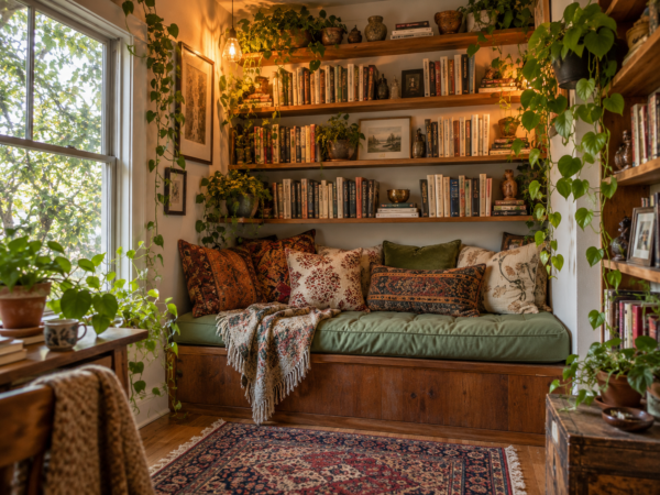 Bohemian Plant-Filled Reading Nook