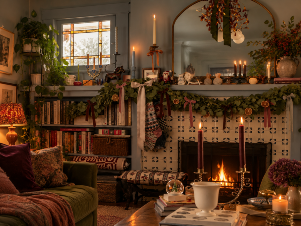 Cozy Candlelit Holiday Fireplace Room